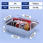 Hersteller kundenspezifischer Einweg-Lunchbox aus Aluminiumfolie mit Abdeckung 410ml 150*120*55mm